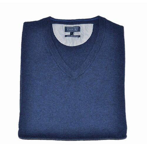 V-Neck Pullover aus Lambswool in Navy-Blau