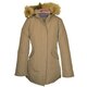 Daunenjacke mit Fellbesatz in Beige/Stein