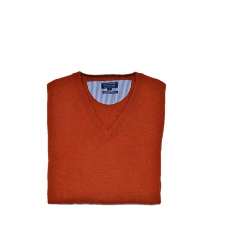 V-Neck Pullover / Rost-Melange XXL