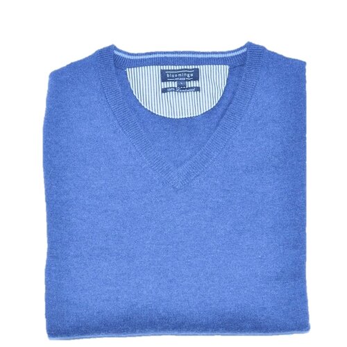 V-Neck Lambswool- Pullover in Denim-Blue