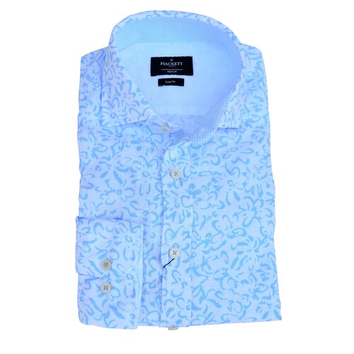 Leinenhemd, Wei&szlig; mit Hibiscus Print