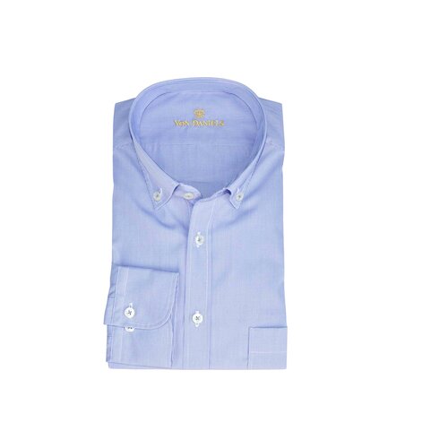 Button-Down Hemd in Cotton-Vollzwirn Miniatur-Karo Blau/Wei&szlig;