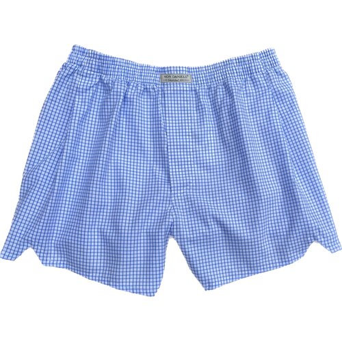 Boxer-Shorts in Wei&szlig; m. Blauem Gitterkaro