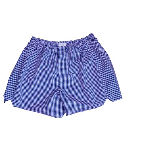 Boxer Shorts in Wei&szlig; mit Blauem Vichy-Karo made by van Laack