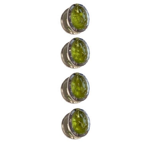 Smokingkn&ouml;pfe "Aljoscha" Silber/Gr&uuml;ner Peridot