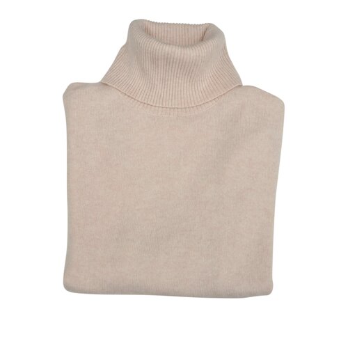 Rollkragen-Cashmere Pullover in Creme-Melange