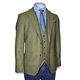 Jackett "Fabian" aus Khakifarbenem Twill mit feinem Overcheck in Hellblau/Braun