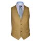 Weste "Fabian W" aus Khakifarbenem Twill mit feinem Overcheck in Hellblau/Braun