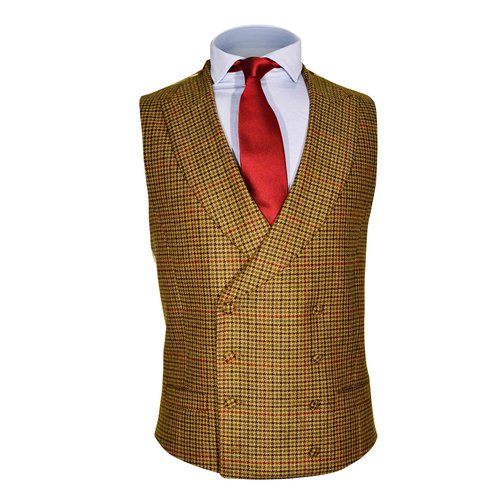Weste "William"  doppelreihig in Hahnentritt-Tweed