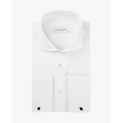Hemd m. Doppelmanschetten in Wei&szlig; aus Cotton-Vollzwirn