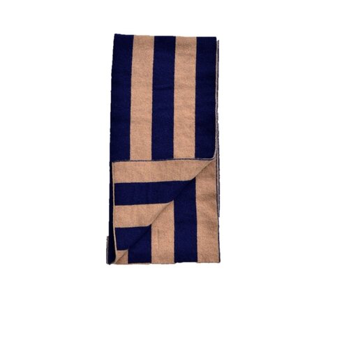 Cashmere-Schal in Navy/Camel