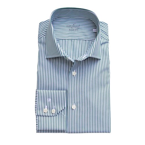 Businesshemd in Gr&uuml;n/Wei&szlig; gestreift in Tailor-Fit