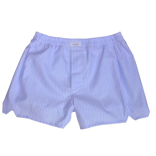 Boxer-Shorts in wei&szlig; m. Hellblauem Blockstreifen