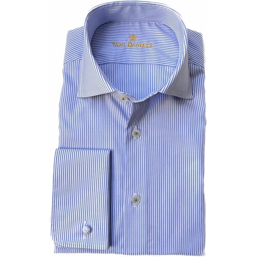 Business-Hemd aus Cotton-Twill mit Doppelm. in Tailor-Fit/ Blau-Wei&szlig; gestreift
