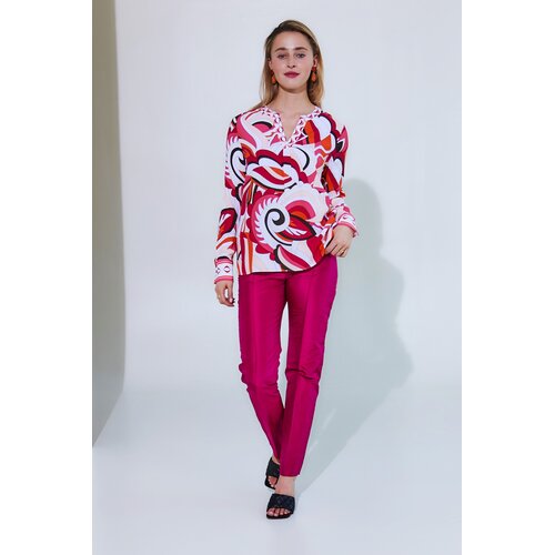 Bluse aus Seide u. Elasthan im Multi-Col. Print