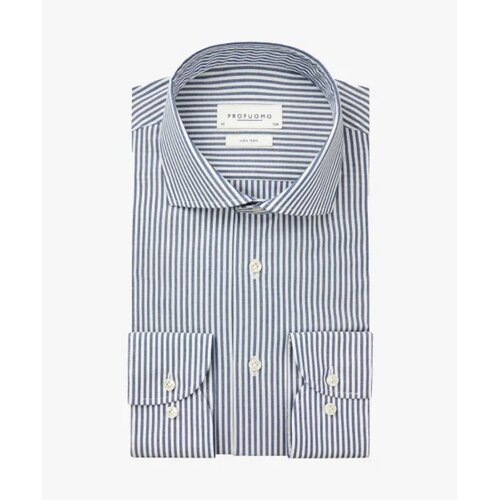 Hemd in Cotton/Twilll."Non Iron" Blau/Wei&szlig; gestreift