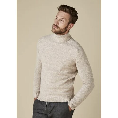 Rollkragen-Pullover in Beige-Melange