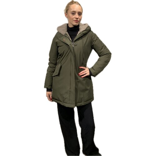 Jacke " Lanigan" in Oliv mit Fake-Schaf-Besatz