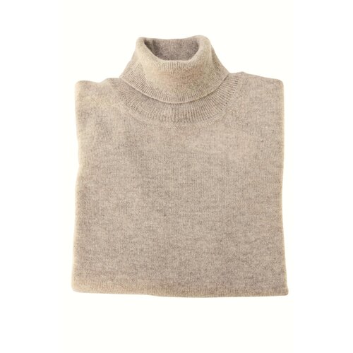 Rollkragen-Cashmere Pullover in Taupe-Melange