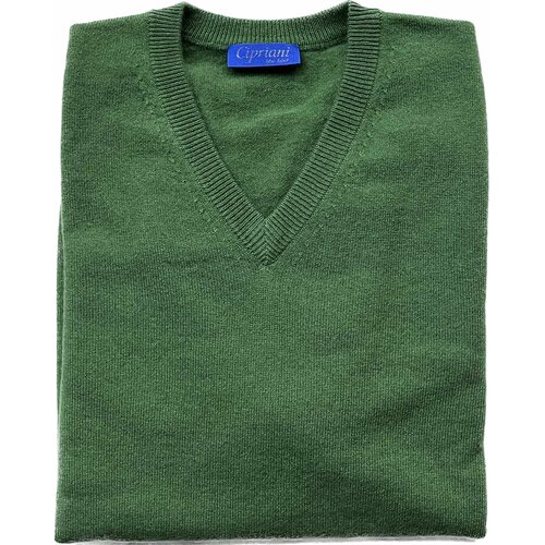 Pullover aus 2 Ply-Cashmere V-Neck in Gr&uuml;n