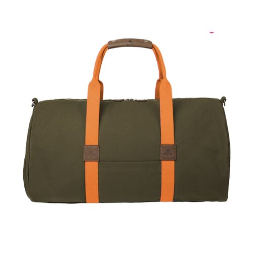 Reisetasche "Dufflebag" aus Canvas in Oliv/Orange