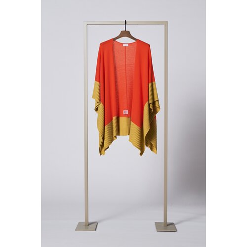 Poncho aus Wolle u. Cashmere in Mandarin/Pistazie
