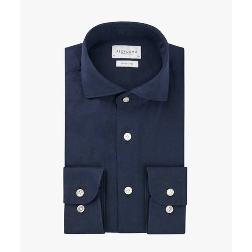 Hemd Cutaway aus Cotton u. Leinen in Navy