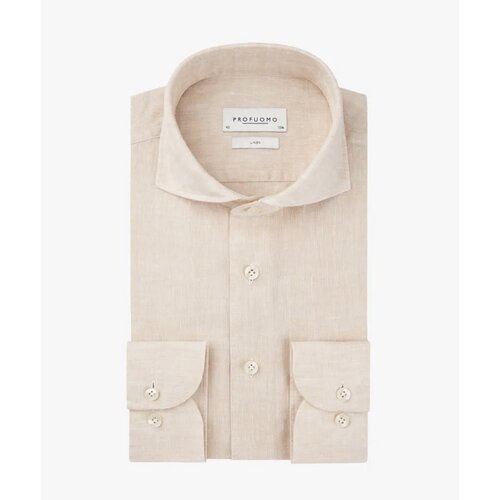 Hemd aus Leinen/ Slim Fit in Camel-Melange