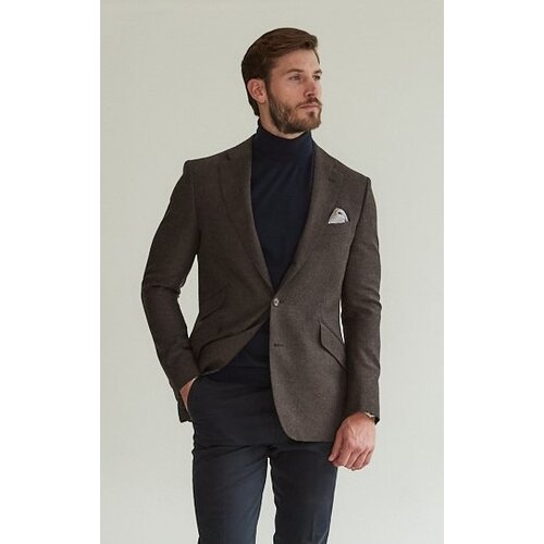 Jackett "Leopold-L" in Fischgr&auml;t Braun/Navy
