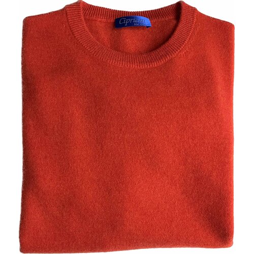 O-Neck Pullover aus 2Ply  Cashmere in Burnt Orange