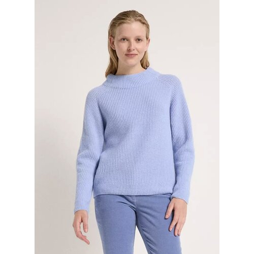 O-Neck Grobstrickpullover in "Frozen Blue"