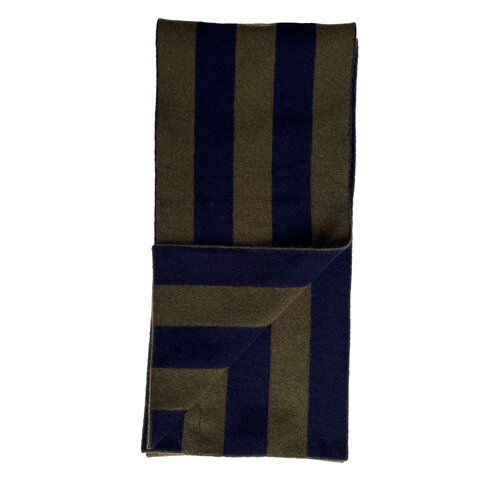 College Schal aus Cashmere-Doubleface in Military Green/ Navy