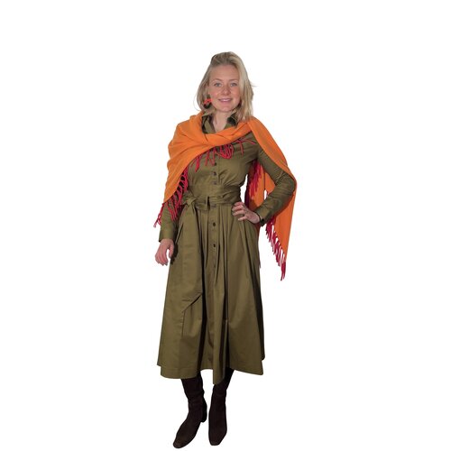Hemdblusen-Kleid "Cosi" in Oliv-Gr&uuml;n aus Cotton-Twill