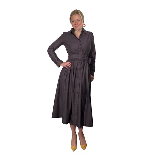 Hemdblusen-Kleid "Cosi" aus Soft-Flannel in Taupe