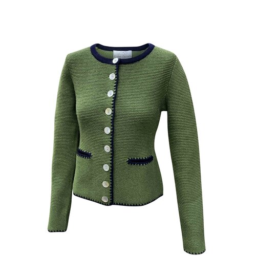 Cardigan aus Cashmere in Moos-Gr&uuml;n/ Blau links/links gestrickt