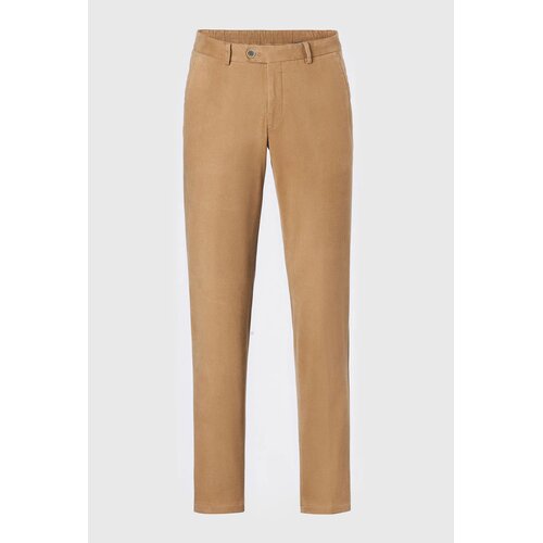 Chino "Trento" in Slim Fit aus Moleskin/ Camel