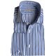 Business-Hemd m. Doppel-Manschetten "Made by van Laack" aus Cotton Vollzwirn in Navy/Aqua gestreift