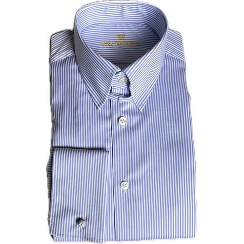 Businesshemd mit Tabkragen "Made by van Laack" in Hellblau/Wei&szlig; gestr. 40