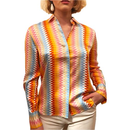 Hemd-Bluse "Marigold" aus Seide/El. in Multi-Color