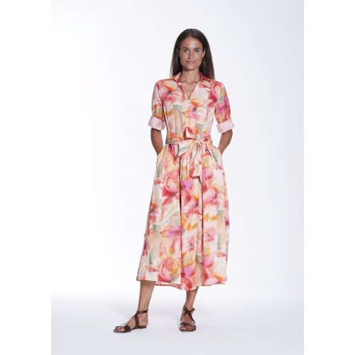 Kleid "Julene" in Maxi-L&auml;nge Peach/Gr&uuml;n/Pink