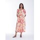 Kleid "Julene" in Maxi-L&auml;nge Peach/Gr&uuml;n/Pink