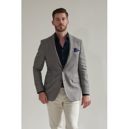 Jackett "Caspar" aus Leinen u. Wolle in Taupe/ Navy