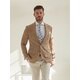 Jackett "Carlo" In Camel/Hellblau aus Wolle u. Seide