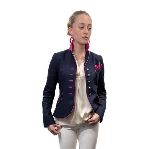Blazer "Antonia" aus Leinen in Navy-Pink  /Made by Lodenfrey
