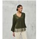 Fransen-Pullover aus Wolle u. Cashmere in Oliv