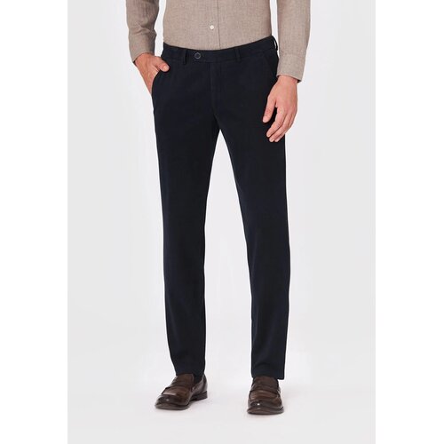 Chino "Trento" in Slim Fit aus Moleskin in Navy